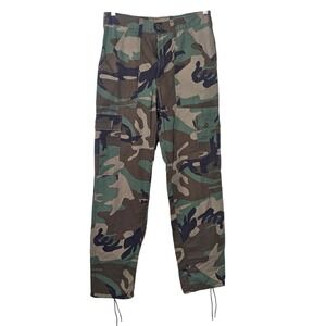 Vintage Stan Ray Camo Cargo Pants Cinch Waist Military Straight drawstring sz 31